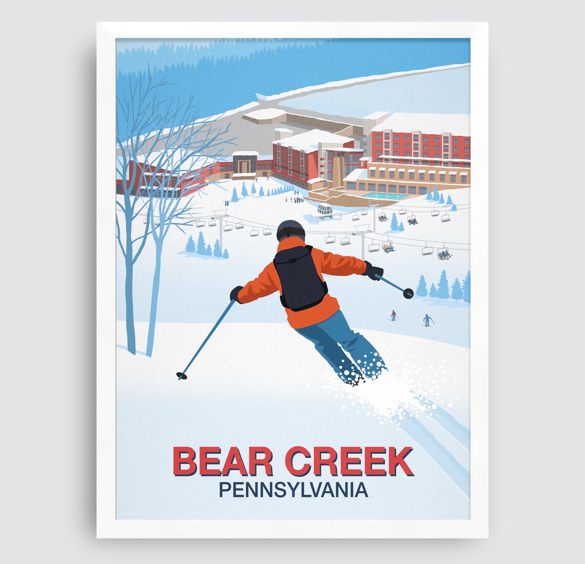 Bear Creek Pennsylvania Ski Resort Travel Poster Vintage Slope Winter Art - Image 4