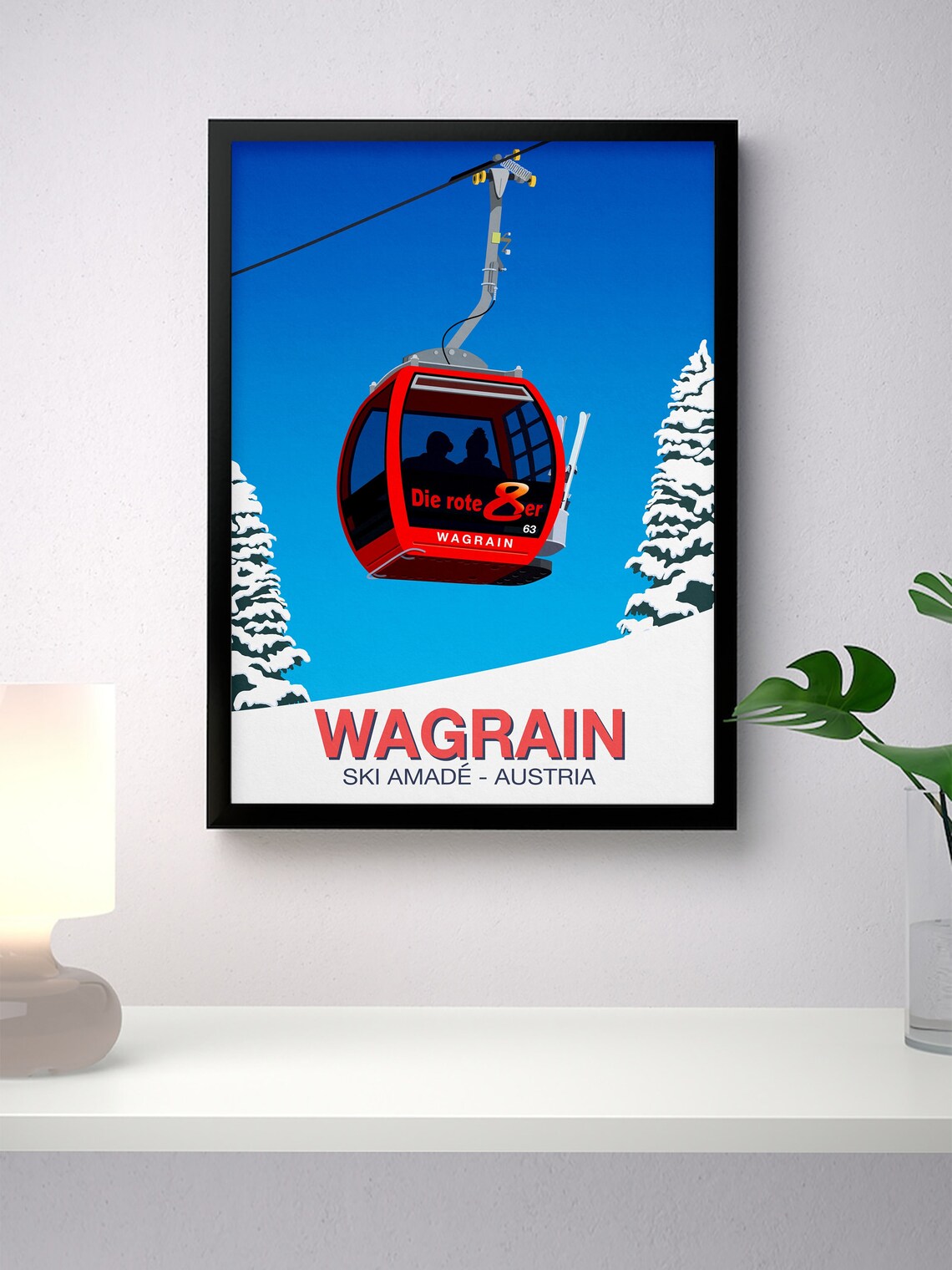 Wagrain Ski Resort Travel Poster, Ski Print - Image 2