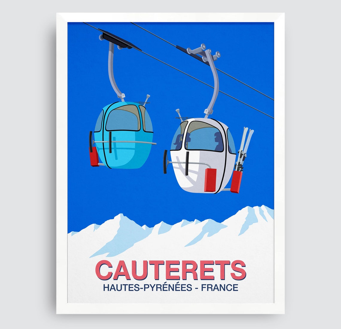 Cauterets Ski Resort Poster with Twin Gondolas Hautes Pyrenees France - Image 3