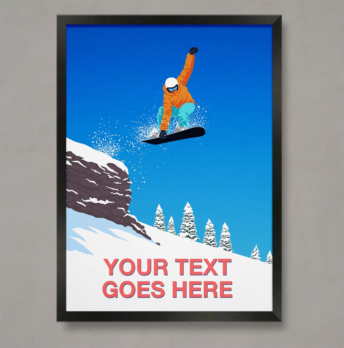 Personalised Ski Art, Custom Skier Gift Poster