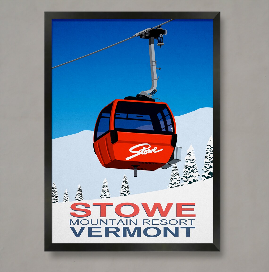 Stowe Ski Resort Travel Poster, Ski Gifts