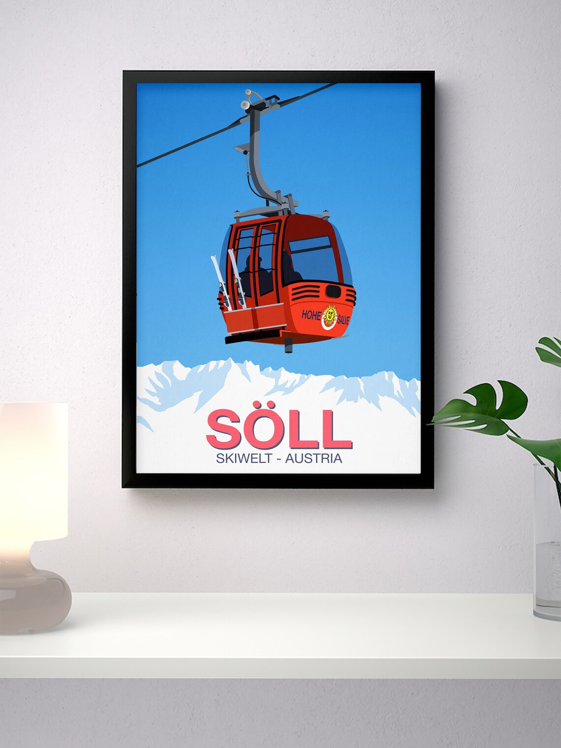Soll Ski Resort Travel Poster, Snow Sports Print - Image 4
