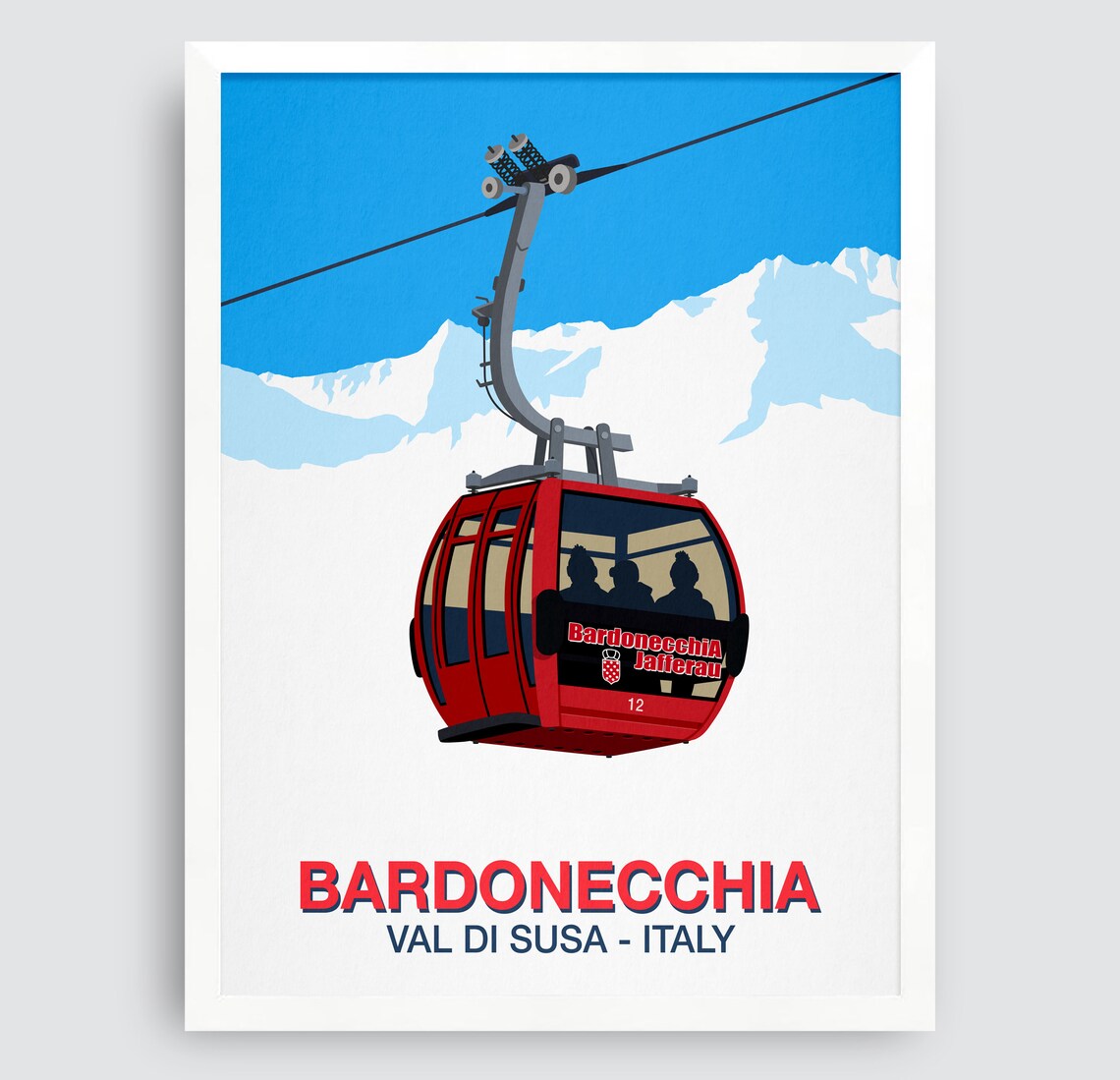 Bardonecchia Val Di Susa Italy Vintage Red Cable Car Gondola Poster - Image 4