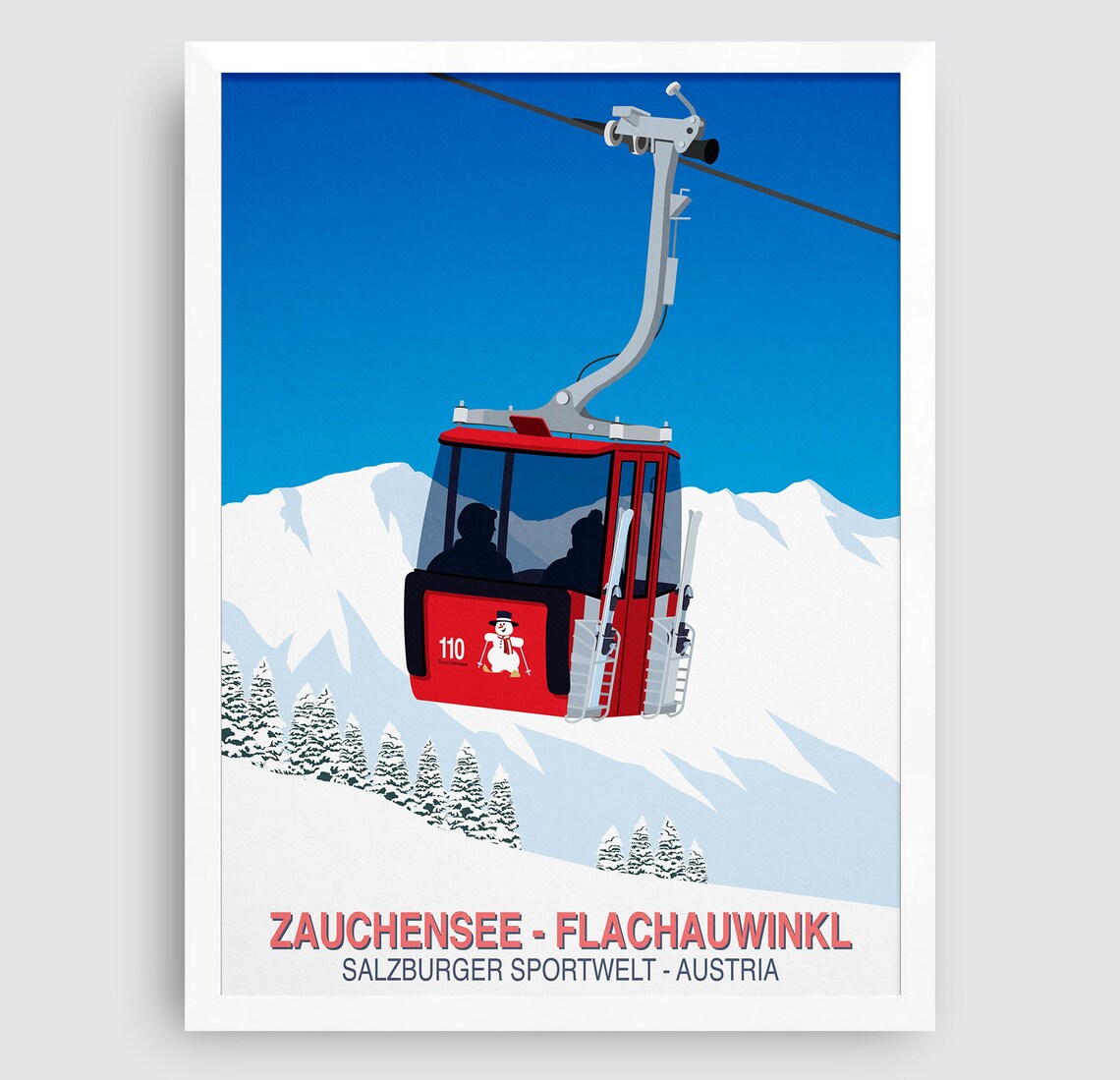 Zauchenseeflachauwinkl Ski Resort Travel Poster - Image 3