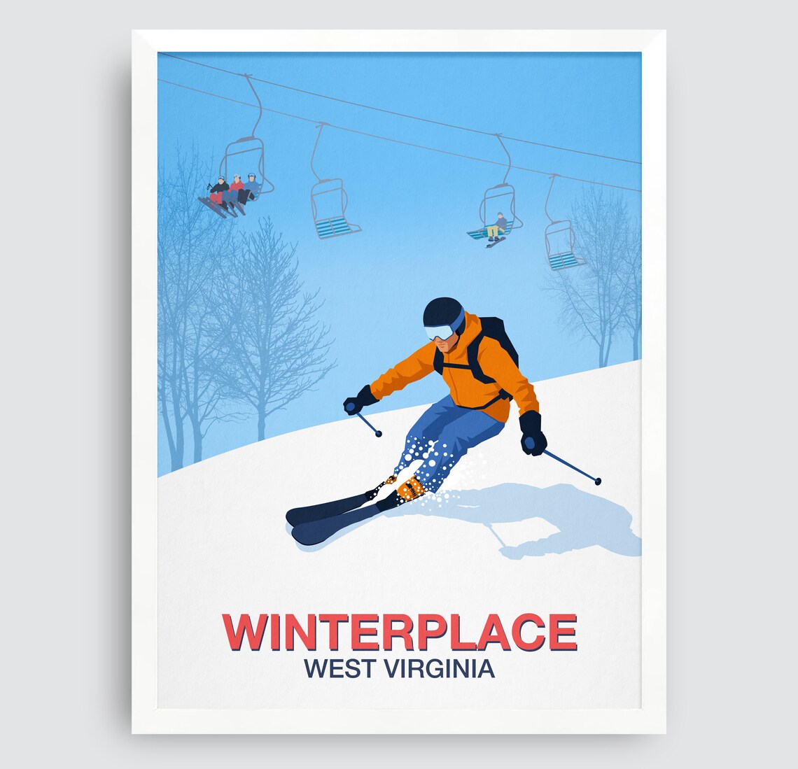 Winterplace West Virginia Ski Resort Vintage Travel Art Poster - Image 3