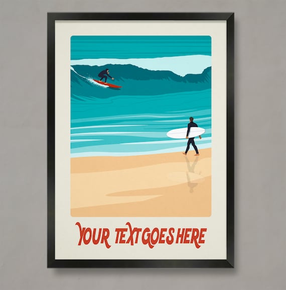 Personalised Surf Gift Custom Surf Art Print Surfing Poster Personalised Surfing Art Personal Surf Gift