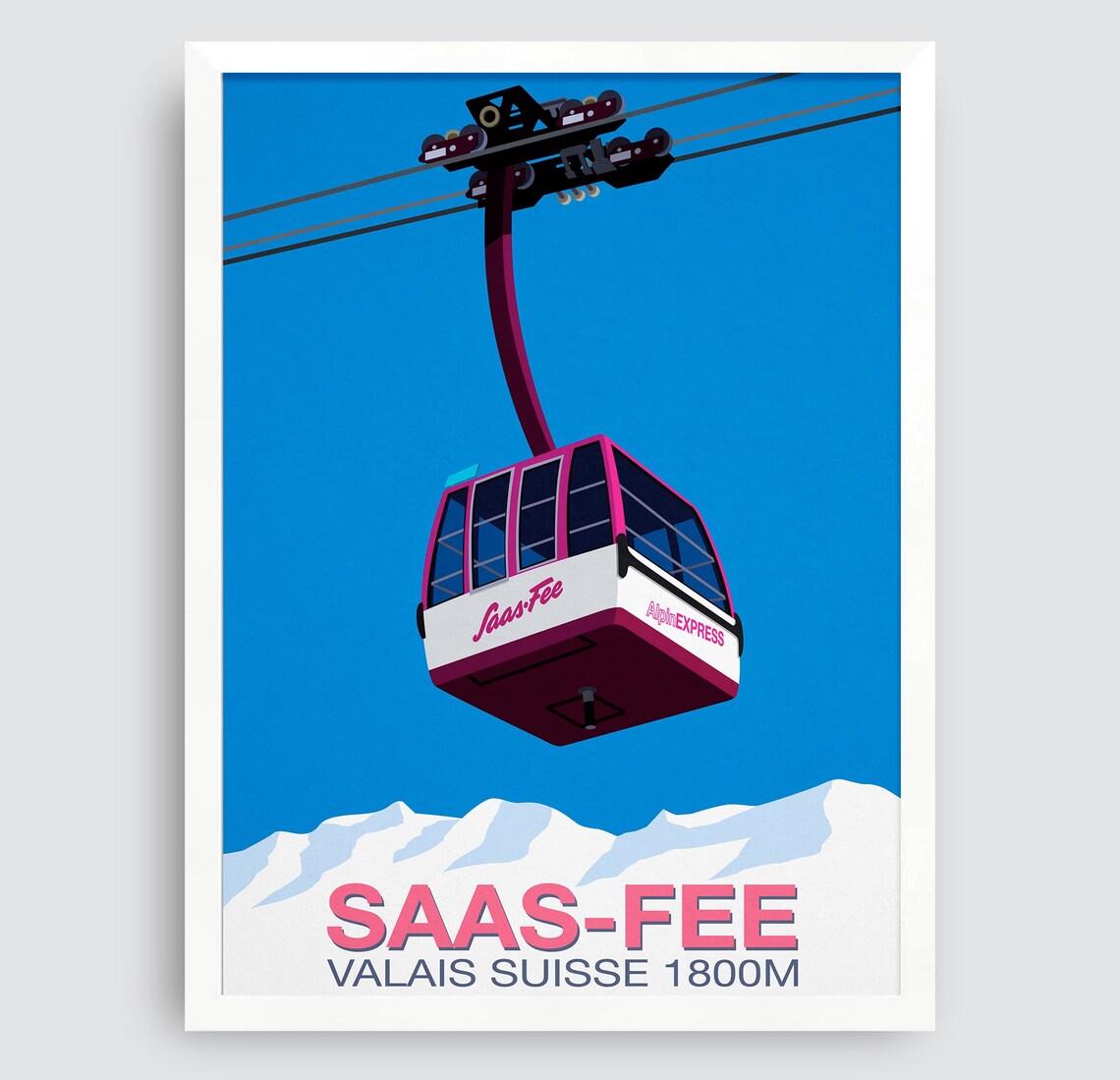 Saas Fee Ski Resort Travel Poster Art Print - Image 3