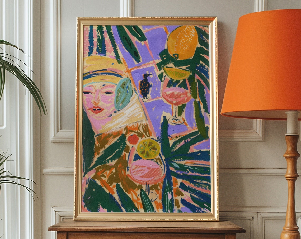 Colorful Abstract Portrait Matisse Painting Art Print Vibrant Pop Art Illustration Modern Wall Decor