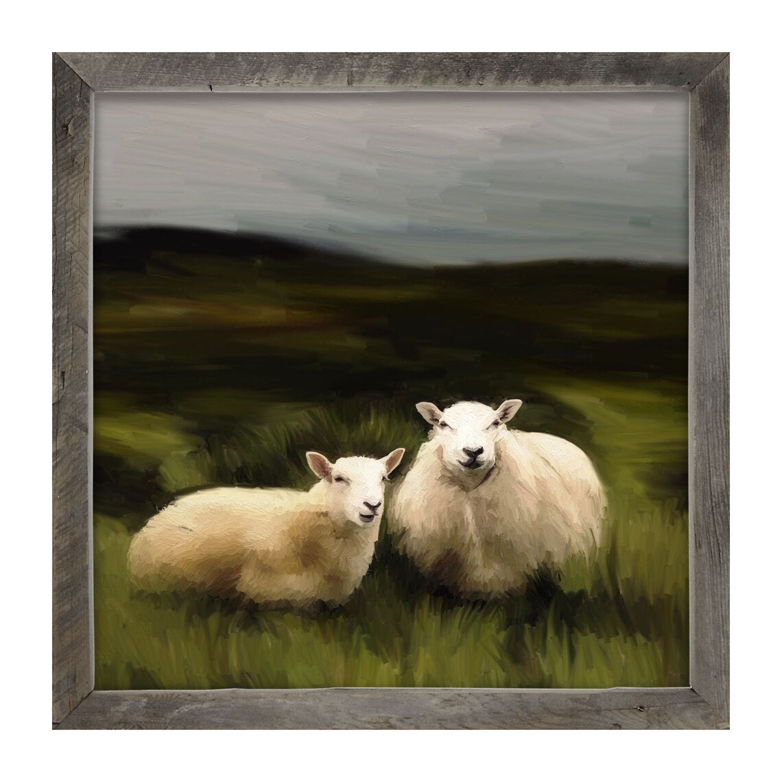 Two Sheep in a Pasture Art Print, Farm Animal - Image 2