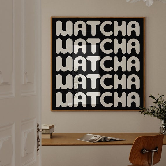 Matcha Poster Typography Posters And Prints Graphic Design Poster Matcha Square Poster Square Typography Wall Art