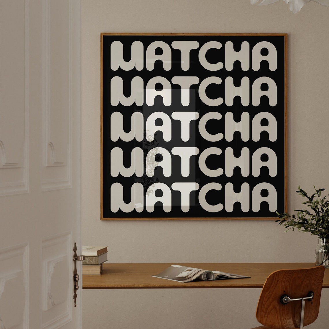 Matcha Poster Typography Posters And Prints Graphic Design Poster Matcha Square Poster Square Typography Wall Art