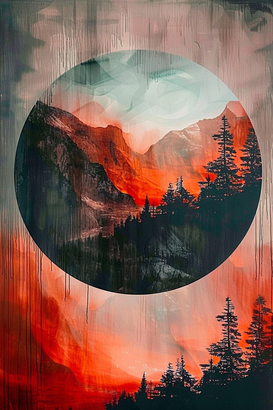 Painting Sunset Meditation Abstract Stretched Painting Wall Art Print Contemporary Artwork For Home Decor - Image 2