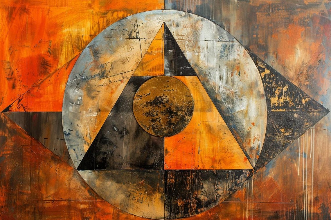 Burnt Orange Geometric Eye Abstract Contemporary Living Room Poster - Image 2