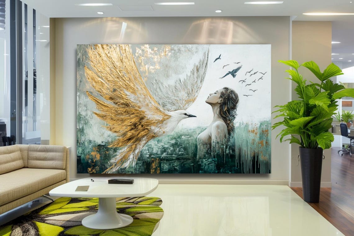 We Will Meet Woman With Golden Winged Bird Freedom Art Poster
