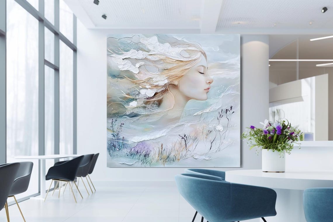 Serene Woman In Windblown Hair Pastel Abstract Dreamscape Poster