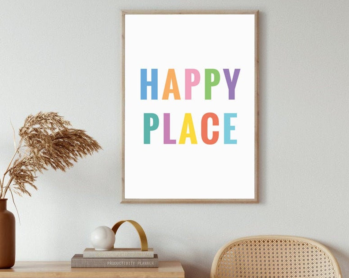 Happy Place Pastel Rainbow Letter Home Decor Typography Poster - Image 4