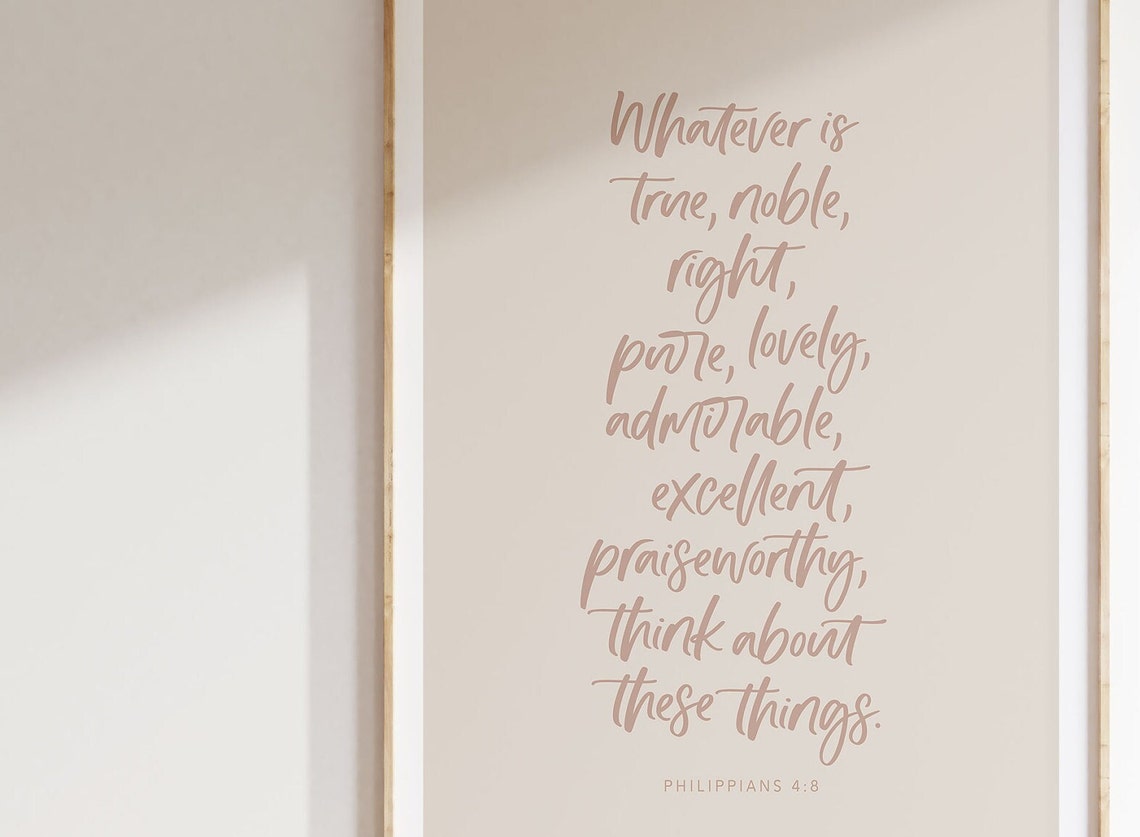 Philippians 4 8 Wall Art True Pure Right Lovely Instant Christian Bible Verse Scripture Print Popular Christian Quote Bible Verse - Image 2