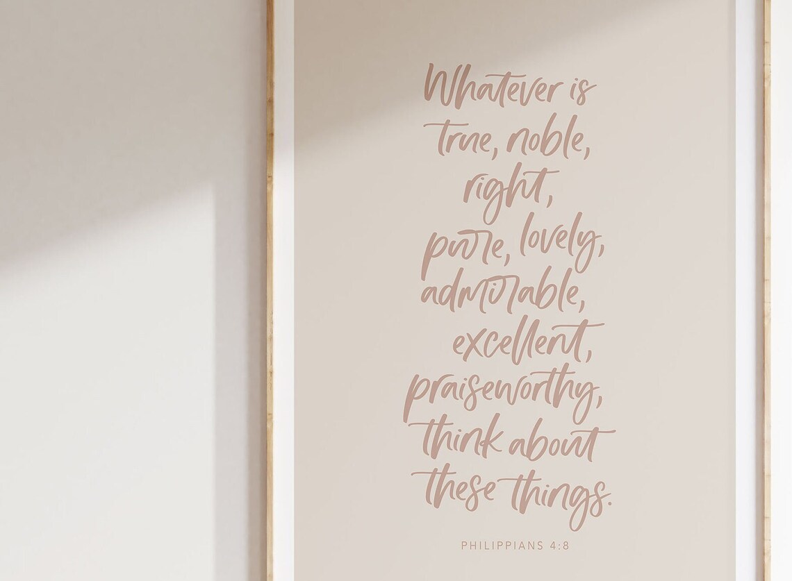 Philippians 4:8 Whatever Is True Noble Right Handwritten Bible Verse Poster - Image 2