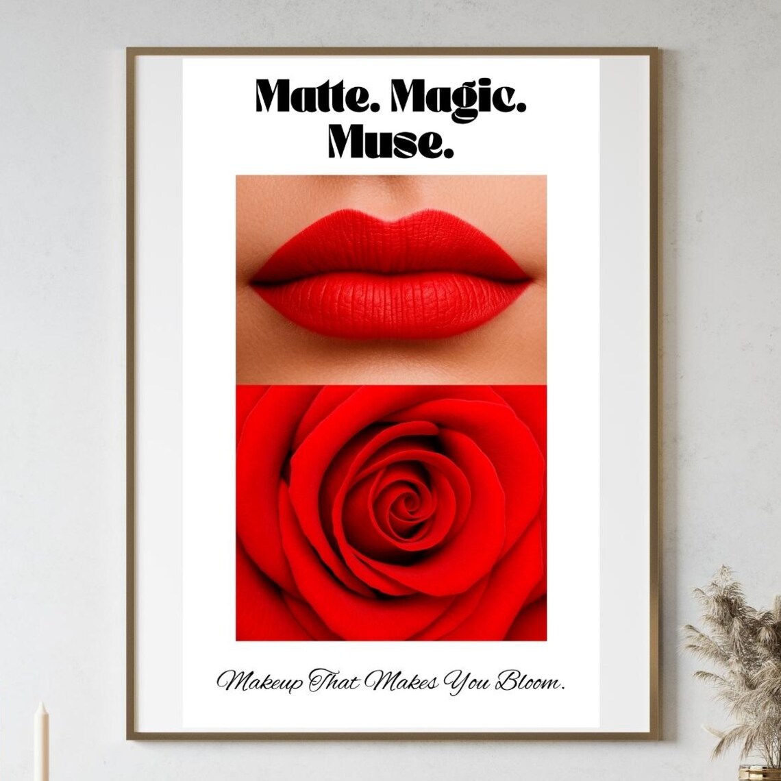 Matte Magic Muse Red Lips Rose Makeup Quote Beauty Salon Poster