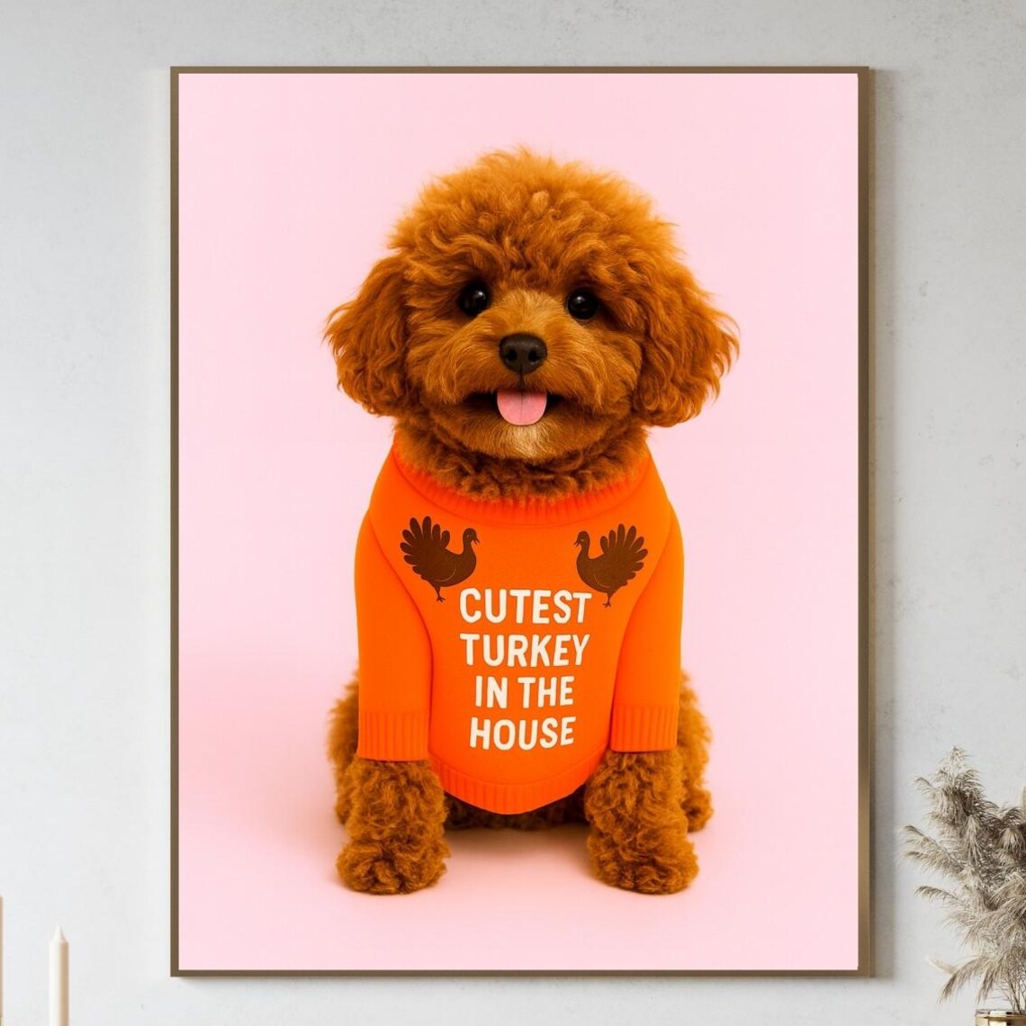 Cavapoo Thanksgiving Wall Art Fall Print Pet Decor Mom Gift Photography Owners Poster