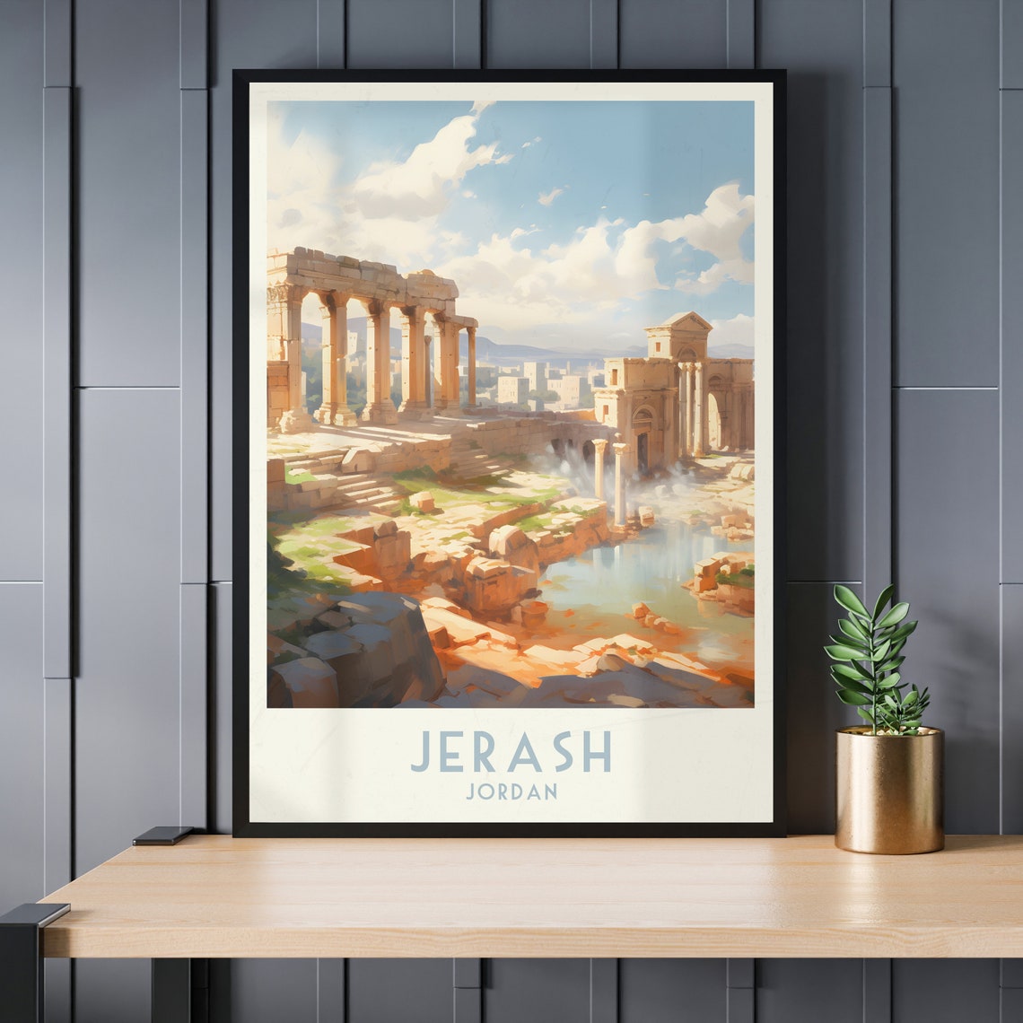 Jerash Jordan Ancient Roman Ruins Columns Vintage Travel Poster - Image 3