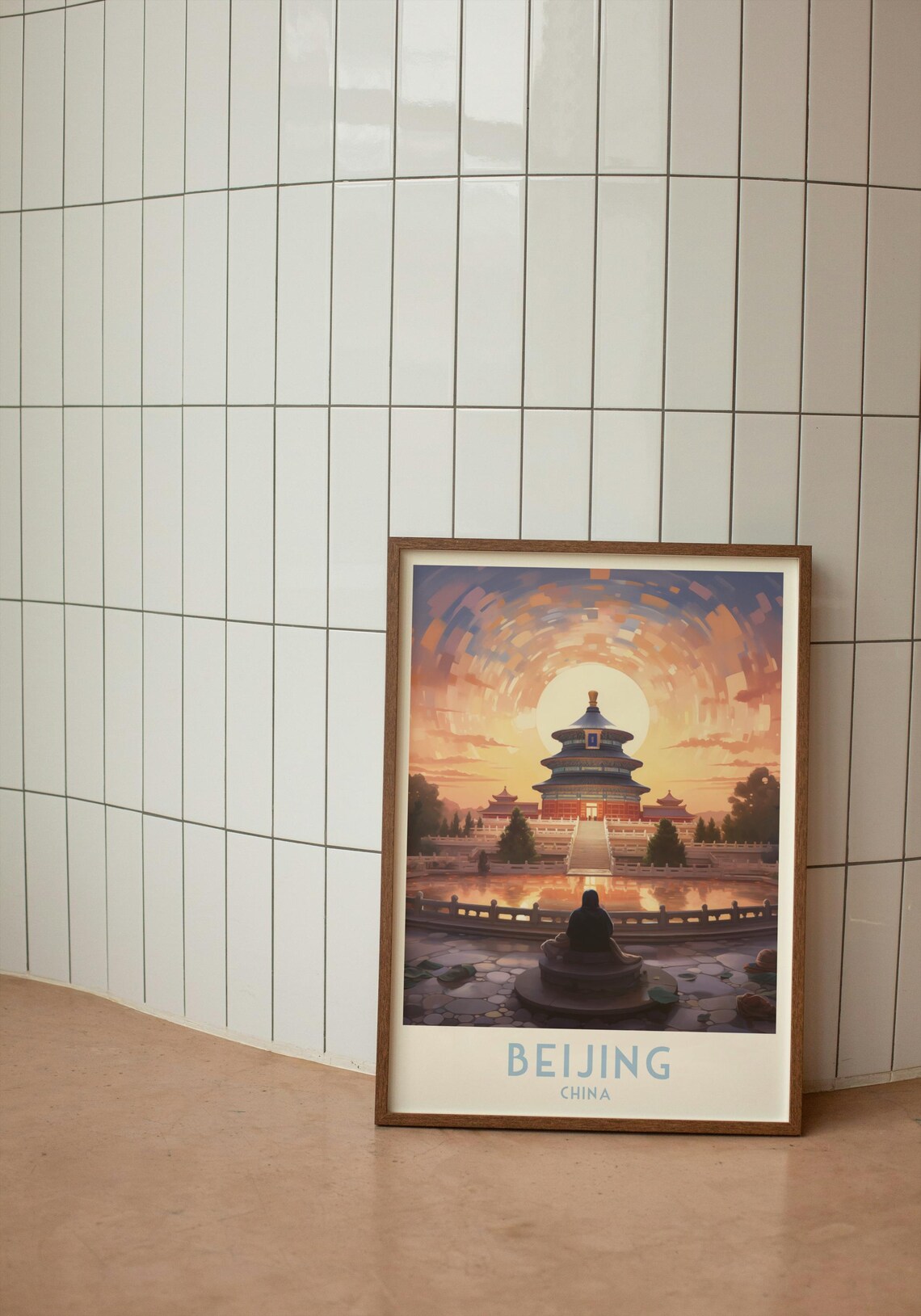 Beijing China Temple of Heaven Sunrise Silhouette Travel Poster - Image 3