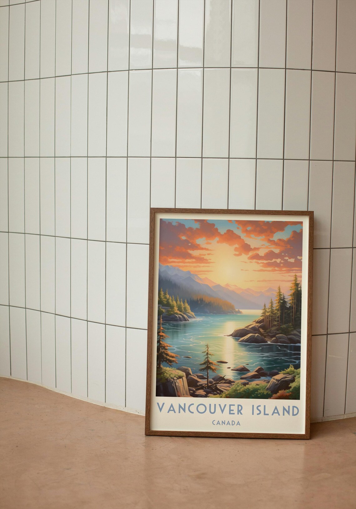 Vancouver Island Sunset Pines Mountain Lake Canada Travel Poster - Image 3