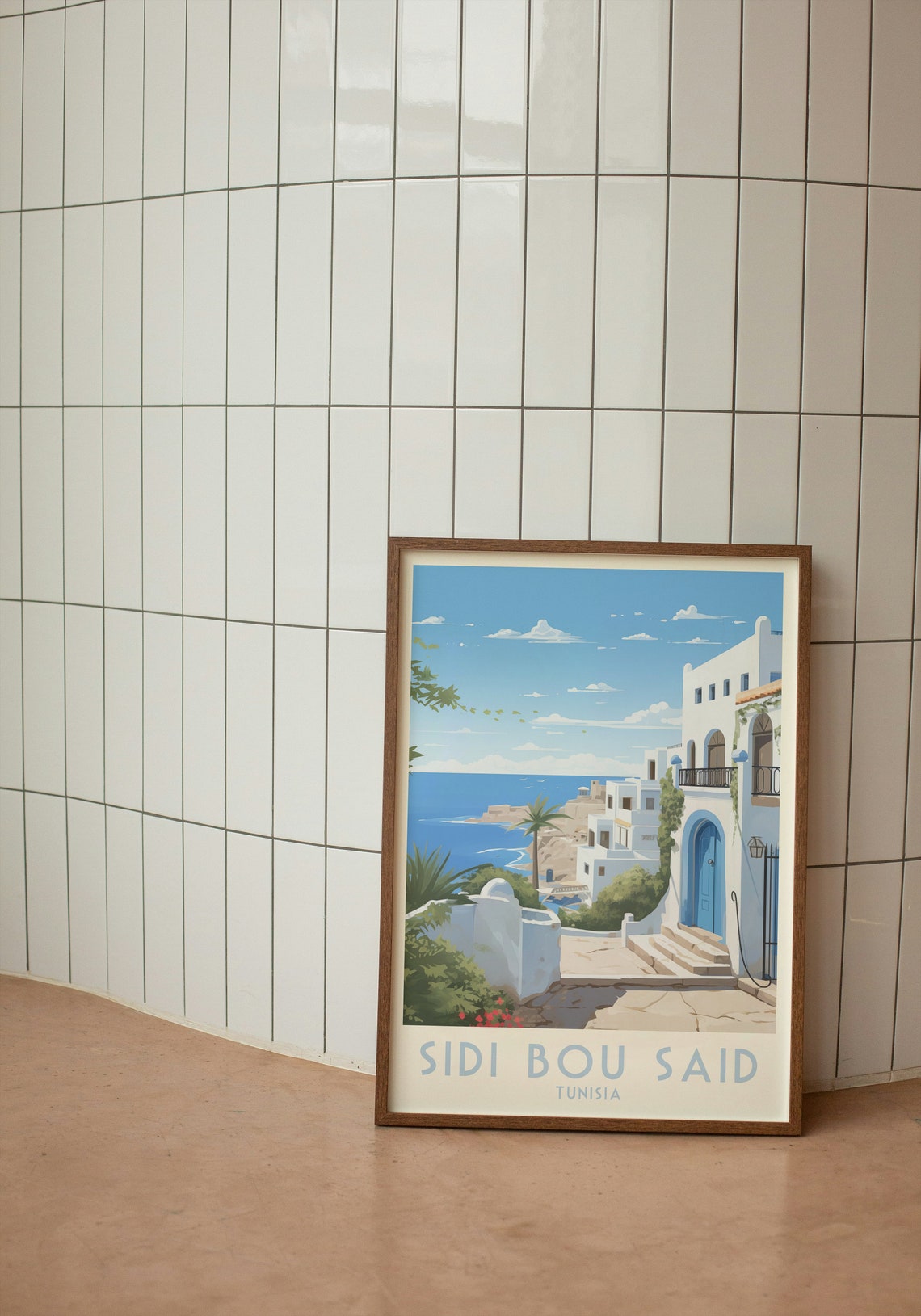 Sidi Bou Said Tunisia Blue Door Alley Sea View Travel Poster - Image 2
