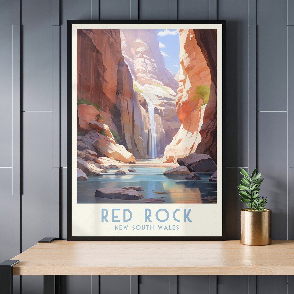 Red Rock New South Wales Poster with Canyon Waterfall and Cliffs - Image 3