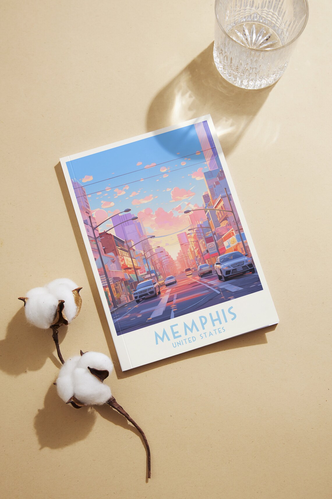 Memphis Sunset City Street with Pink Clouds Travel Poster Art - Image 2