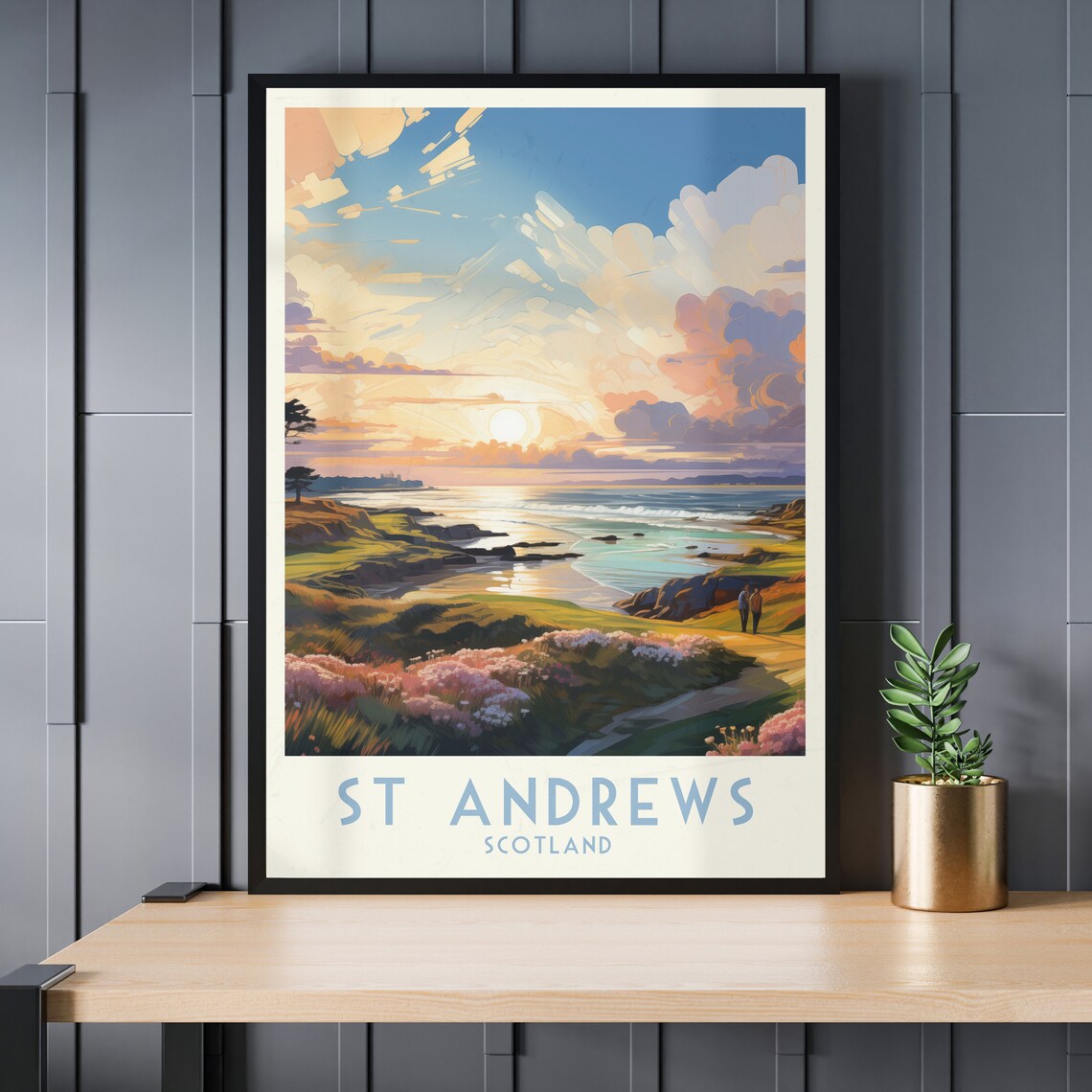 St Andrews Golf Course Print Scotland Golf Poster Home Decor Retro Wall Art Wedding Gift Birthday Gift Print - Image 4