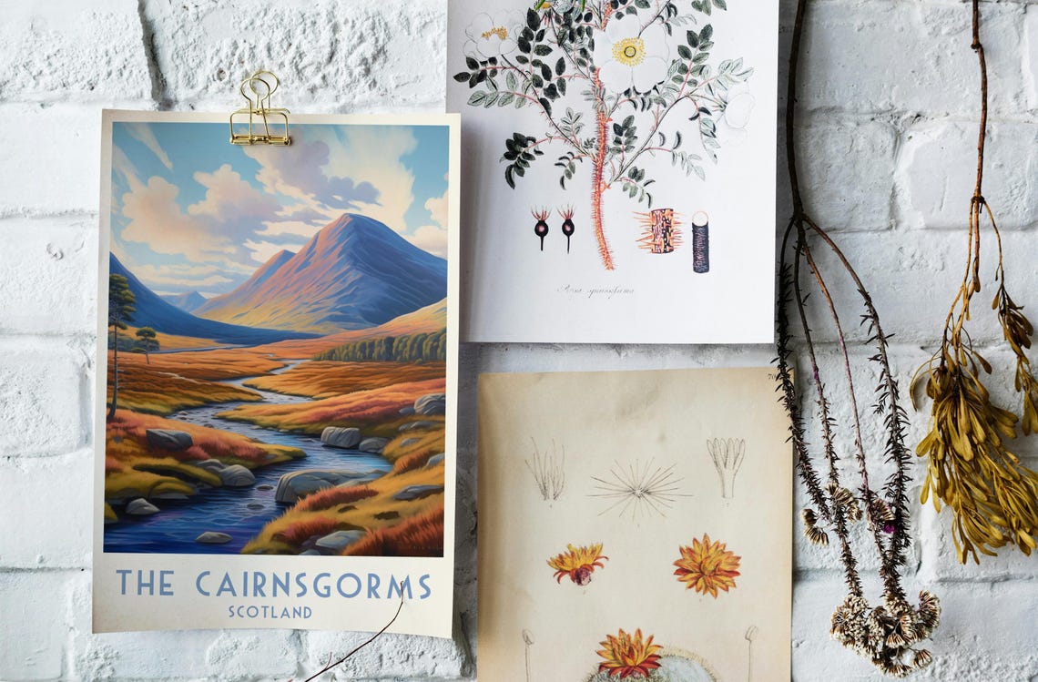 The Cairngorms Autumn Mountain Stream Scotland Travel Poster - Image 3