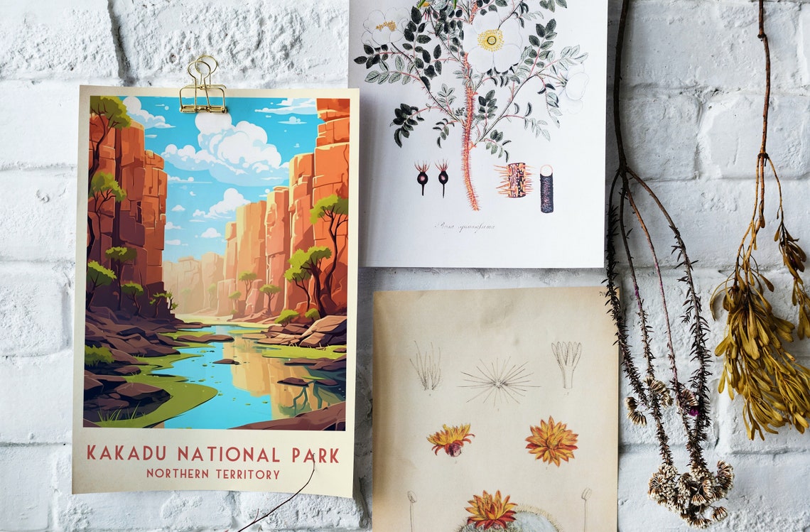 Kakadu National Park Gorge River Red Cliffs Outback Travel Poster - Image 2