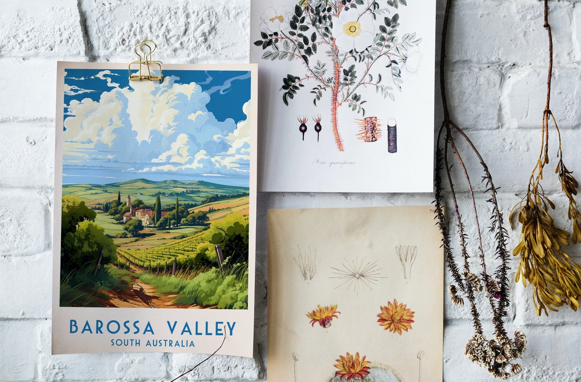 Barossa Valley South Australia Vineyard Hills Retro Travel Poster - Image 4