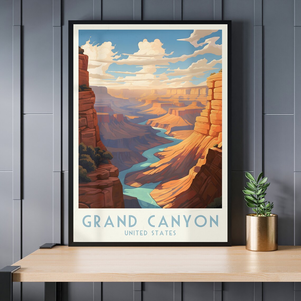 Grand Canyon United States Sunset Overlook Vintage Travel Poster - Image 3