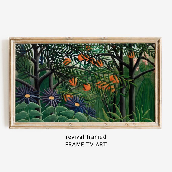 Tropical Frame Tv Art Henri Rousseau Lg Tv Art Vintage Painting Oranges Purple Flowers Minimalist Home Decor Large Art