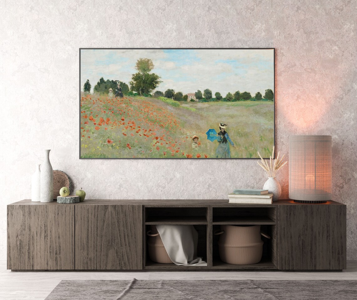 Claude Monet Poppies Wild Poppy Field Woman Parasol Impressionist Wall Art - Image 4