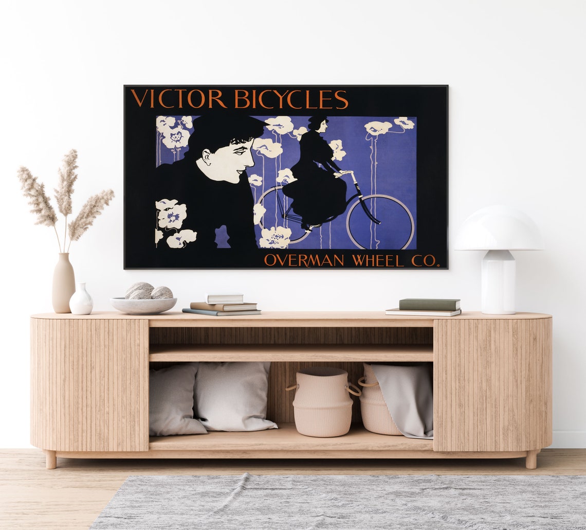 Victor Bicycles Overman Wheel Co Art Nouveau Bicycle Ad Poster - Image 3