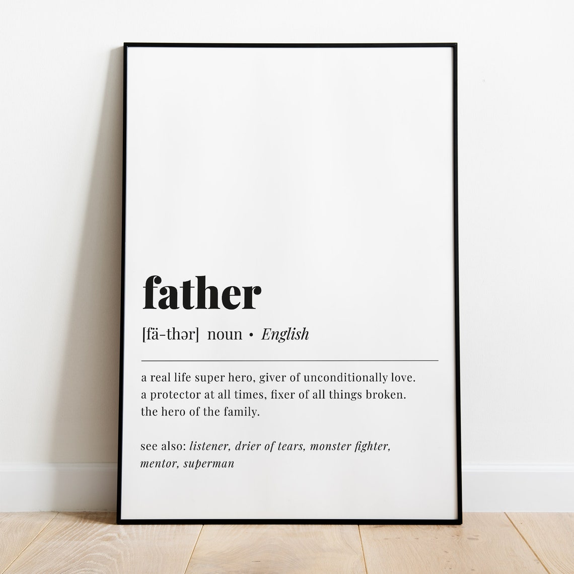 Father Definition Real Life Hero Gift Minimalist Typography Poster - Image 5