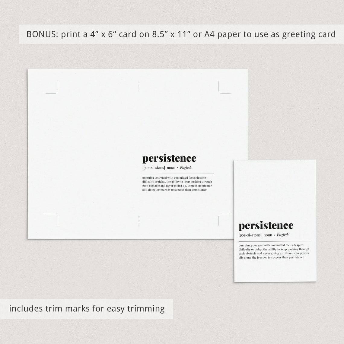 Persistence Definition Never Give Up Motivational Typography Poster - Image 2