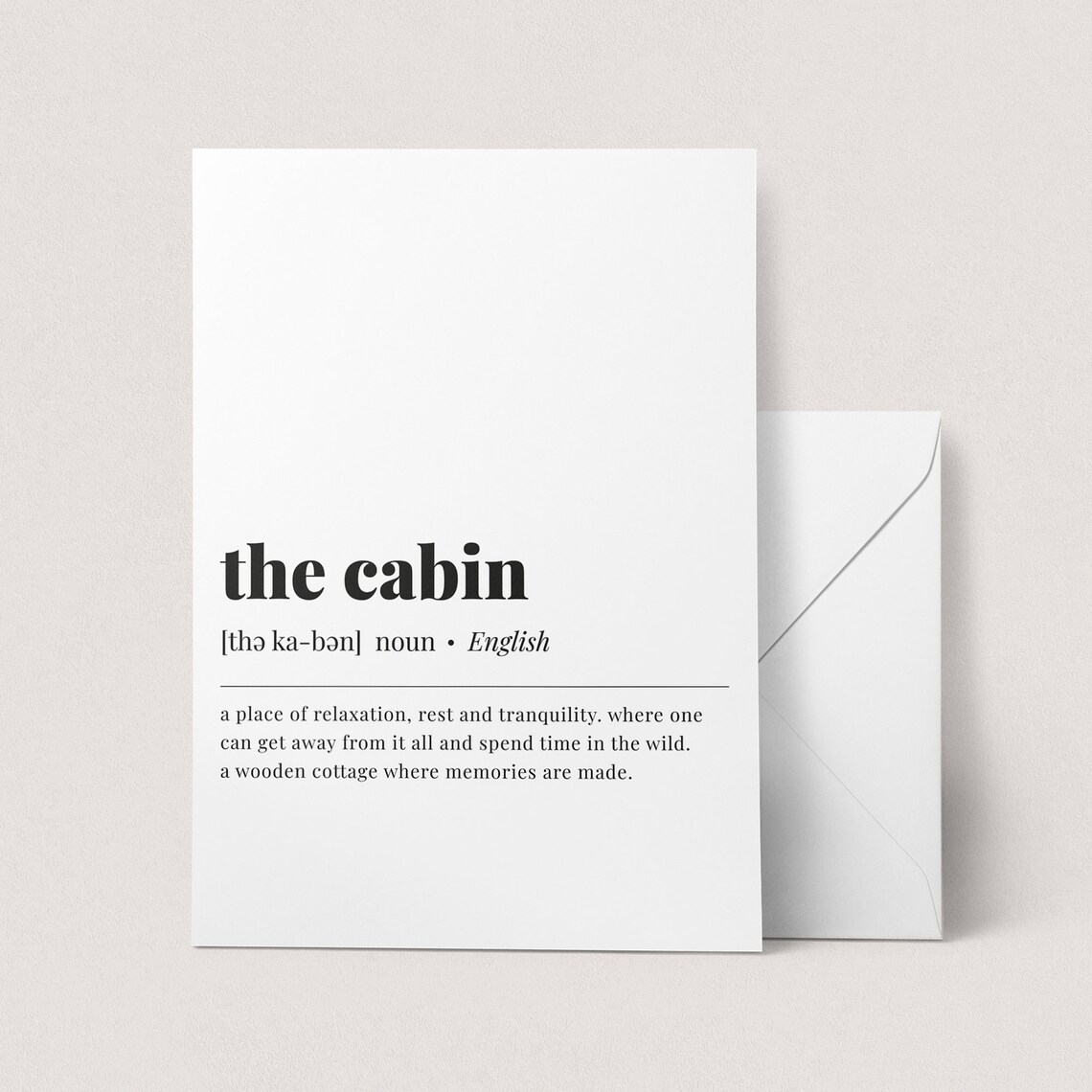 Cabin Definition Art Print, Minimal Dictionary Style