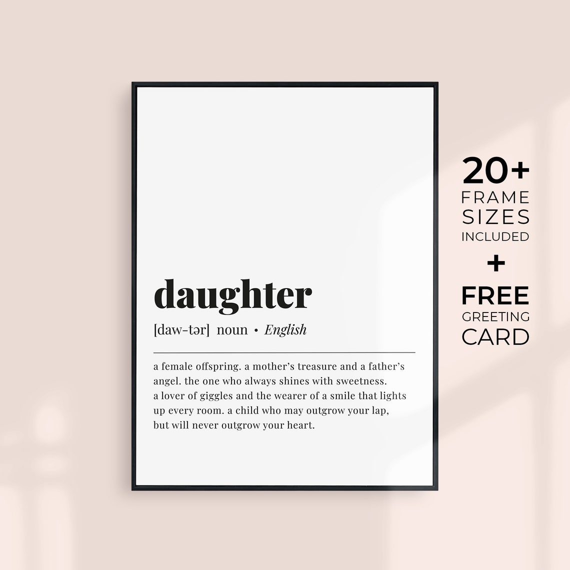Daughter Definition Parent Love Gift Minimalist Typography Poster