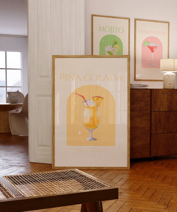 Pina Colada Cocktail Recipe Yellow Arch Pineapple Bar Poster