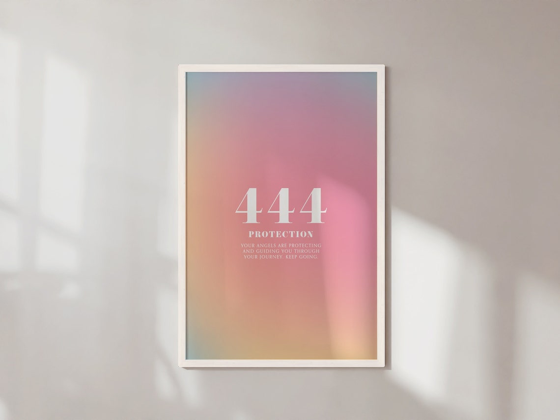 Angel Number 444 Protection Pastel Rainbow Gradient Aura Poster - Image 2