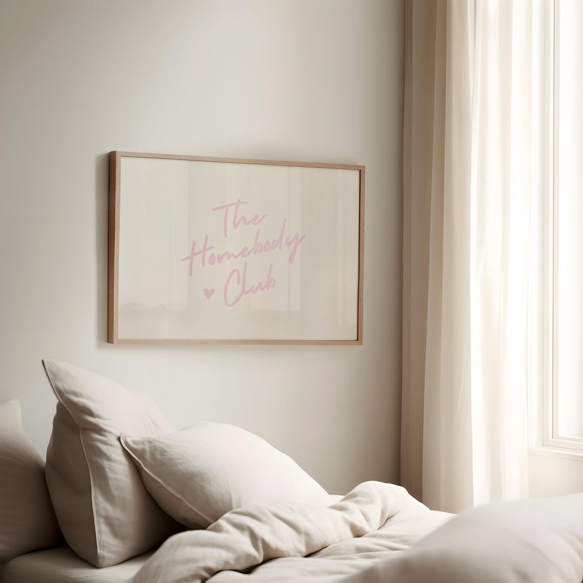 The Homebody Club Pink Script Landscape Bedroom Wall Decor Poster