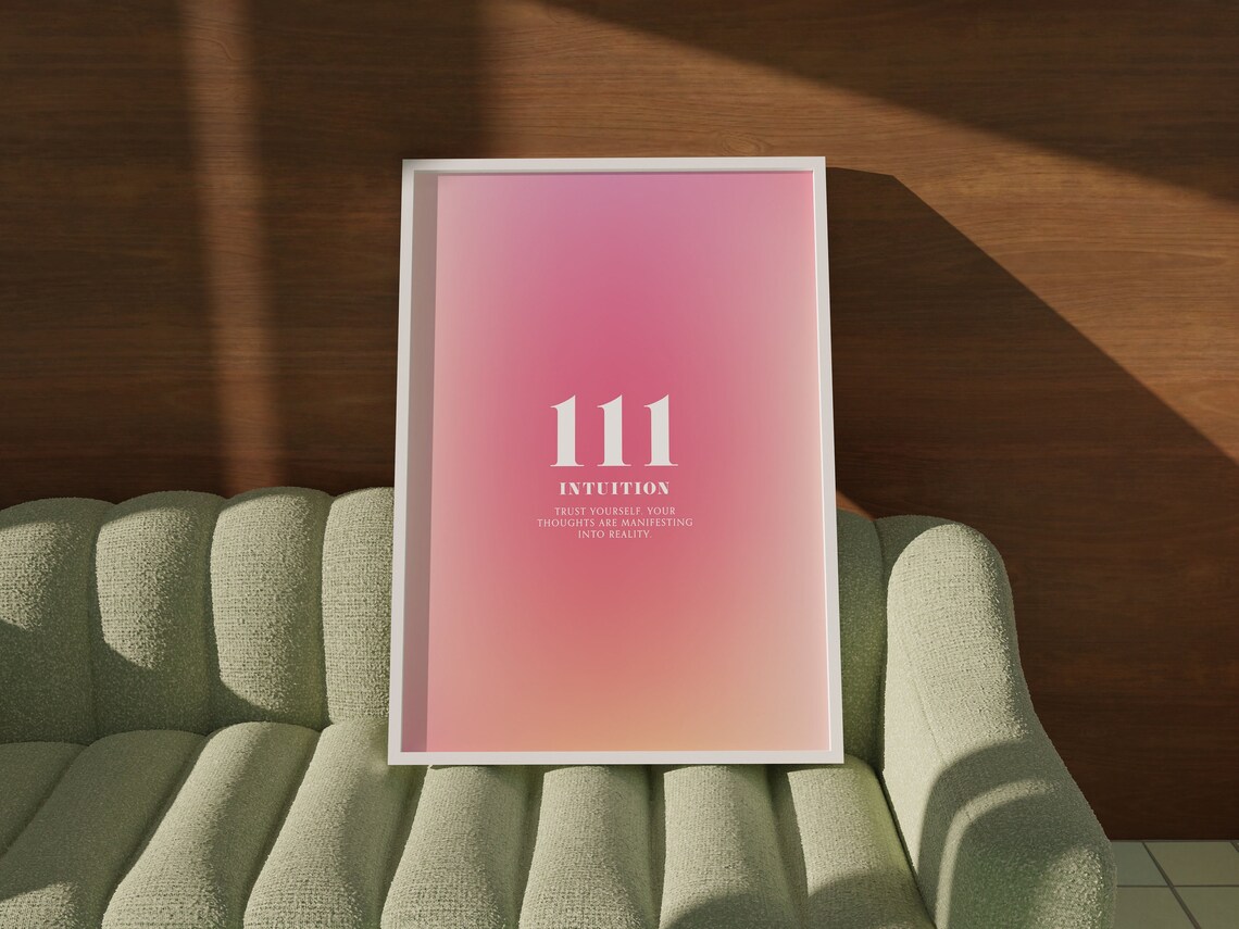 Angel Number 111 Intuition Pink Orange Aura Gradient Design Poster