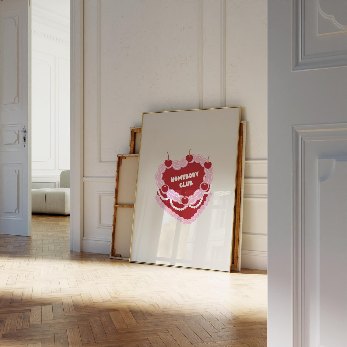 Homebody Club Red Cherry Heart Cake Coquette Trendy Wall Poster - Image 2