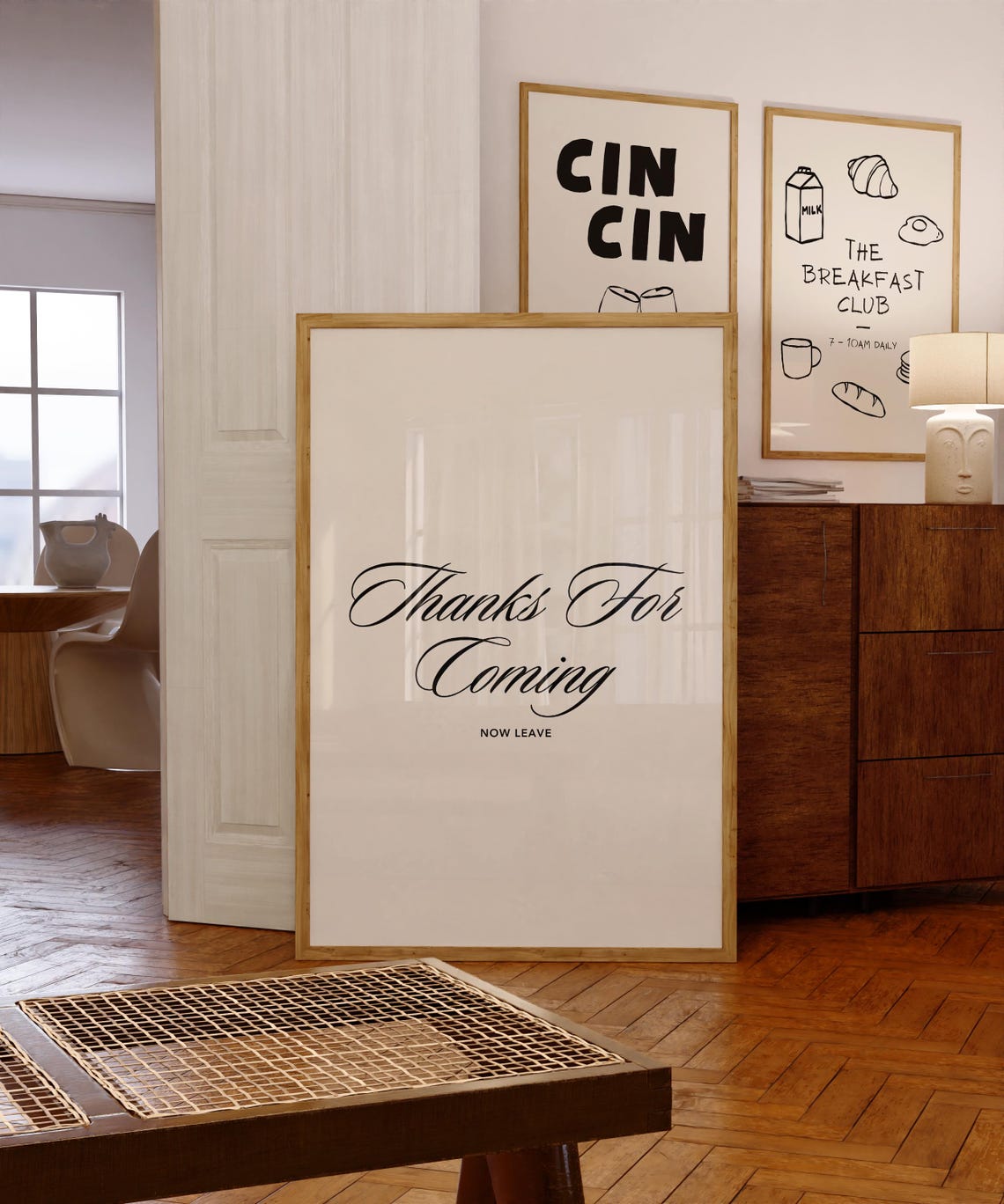 Thanks For Coming Now Leave Cheeky Script Funny Entryway Sign Poster