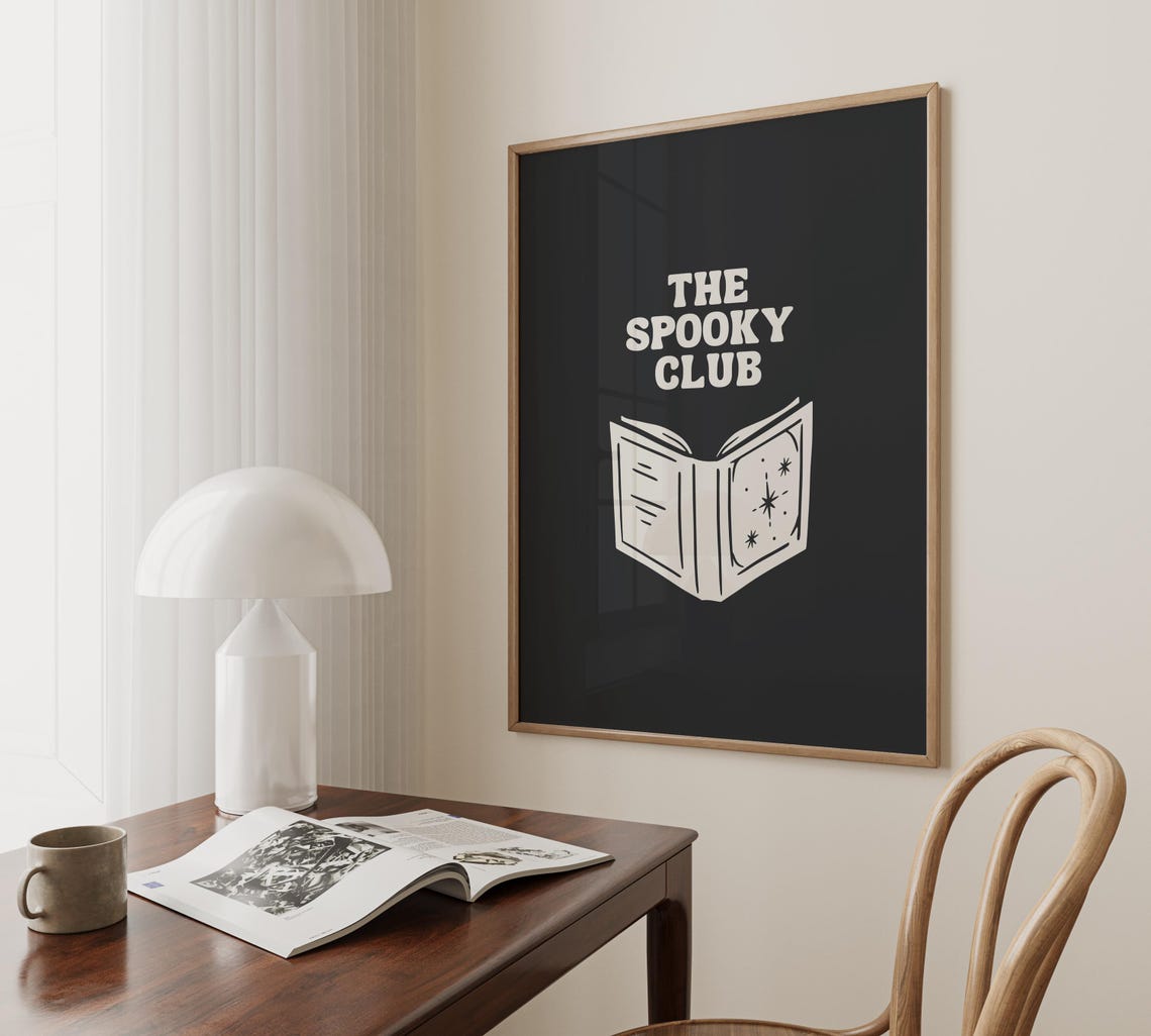 The Spooky Club Open Spell Book Cream On Black Witchy Magic Poster - Image 2