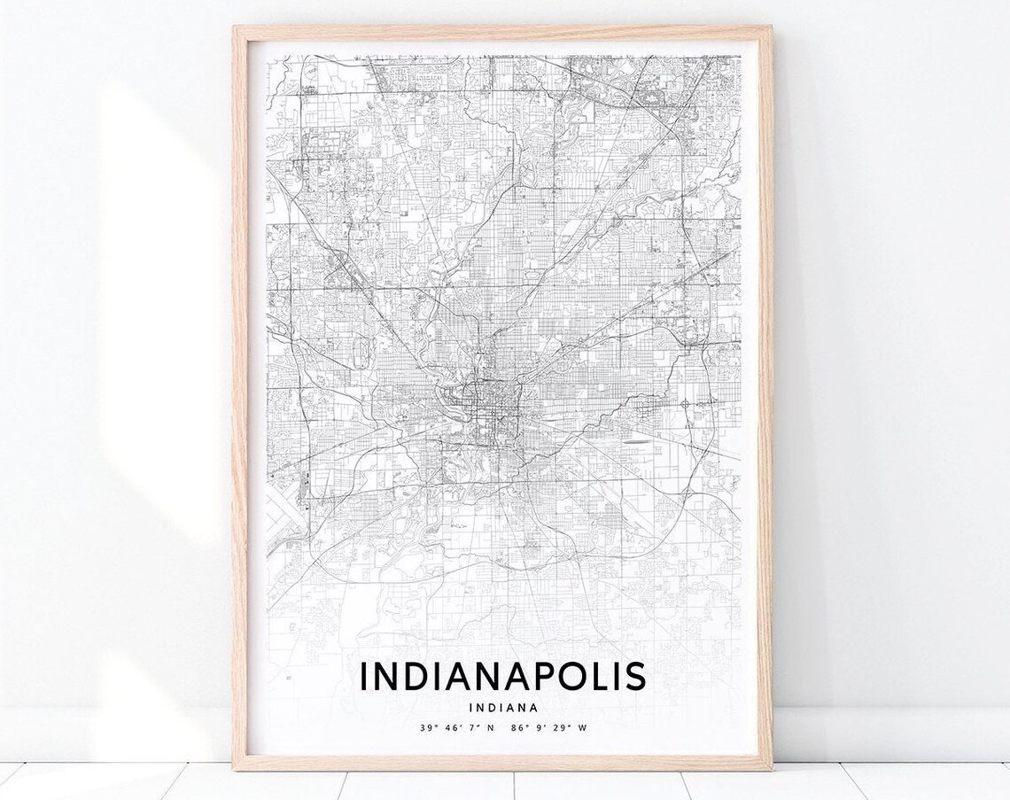 Indianapolis Map Print, Indiana City Street Road Poster